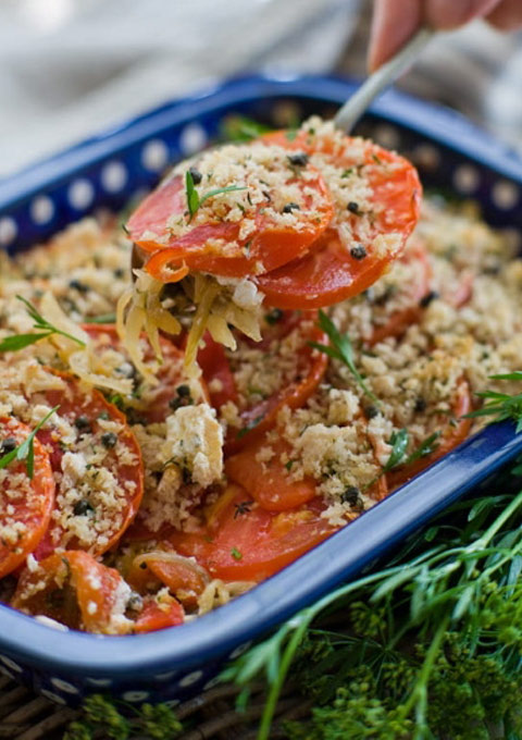 Red Capsicum, Tomato And Goats' Cheese Gratin — Belinda Jeffery