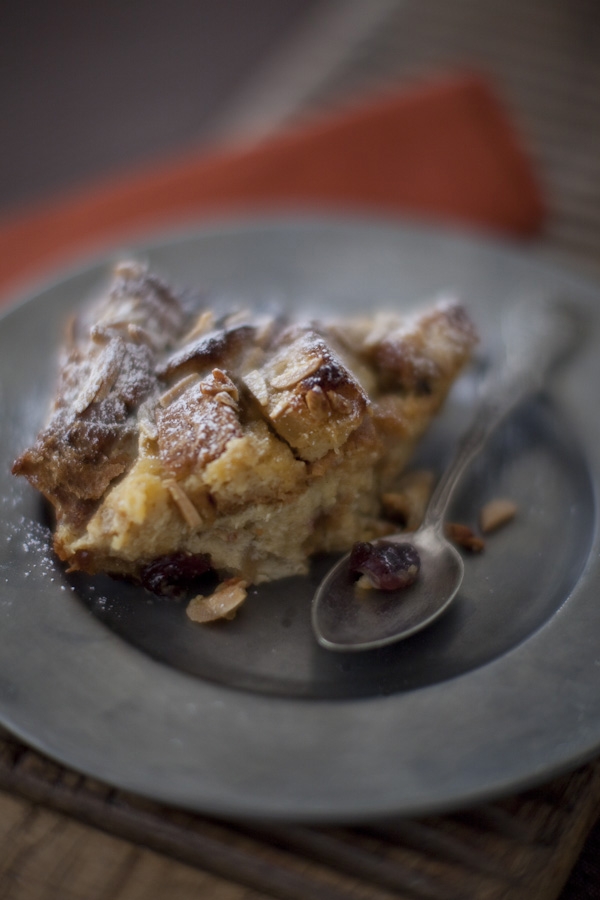 Warm panettone, sour cherry & almond pudding — Belinda Jeffery