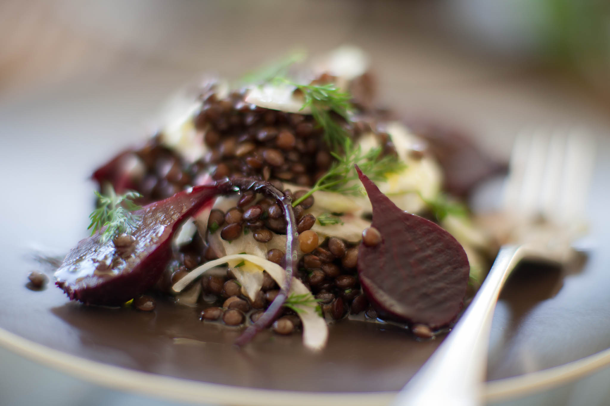Warm lentil salad with beetroot, fennel and goat's cheese — Belinda Jeffery